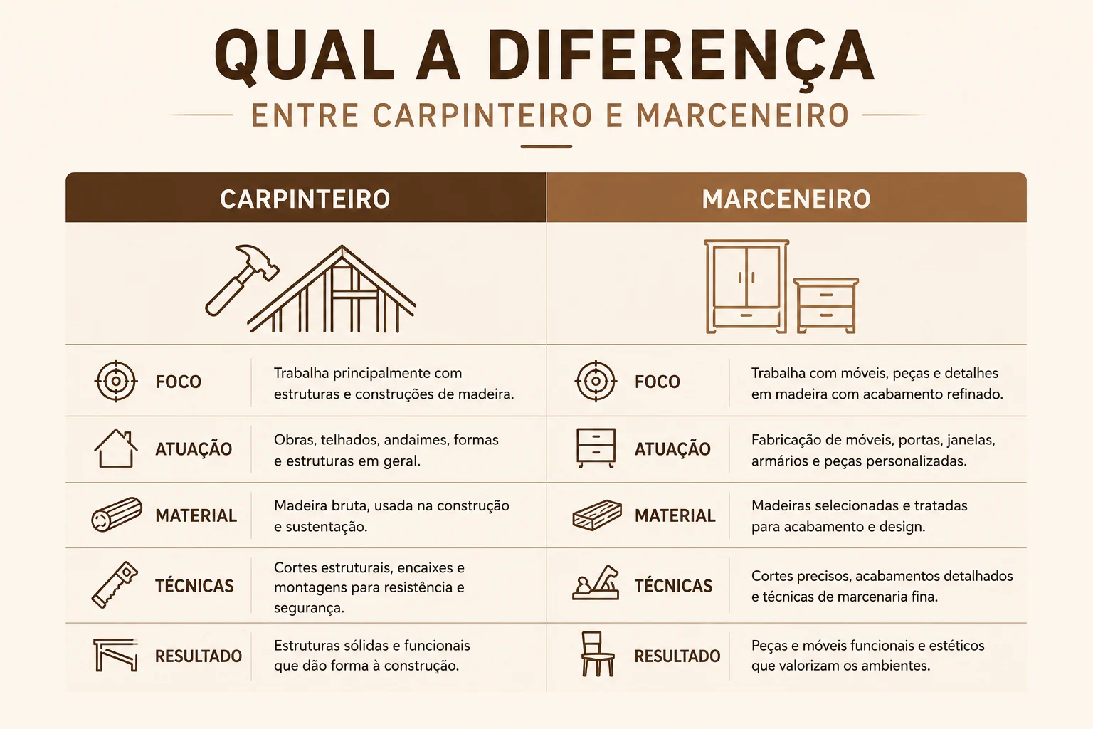 diferença entre carpinteiro e marceneiro