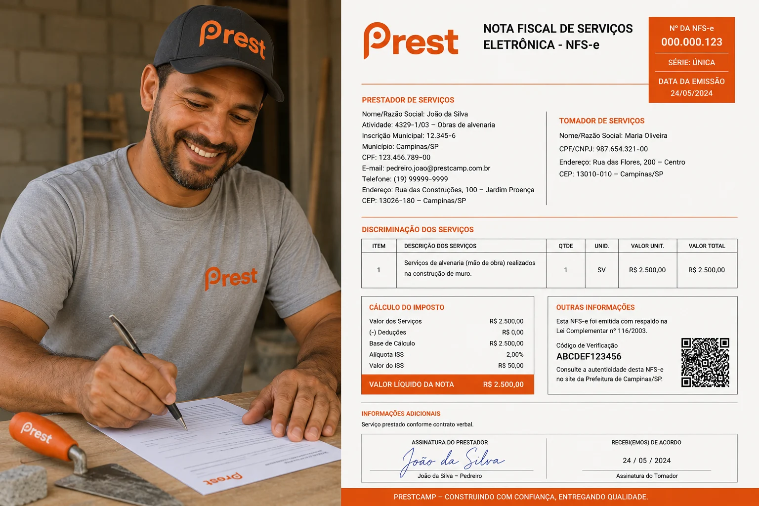 Como pedir a Nota fiscal do pedreiro